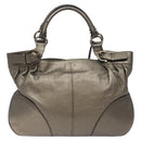Salvatore Ferragamo Gancini Tote Bag Leather Silver Auth 123071-2