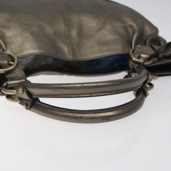 Salvatore Ferragamo Gancini Tote Bag Leather Silver Auth 123071