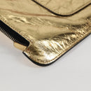 CHANEL Clutch Bag Leather Gold CC Auth 123083V-15