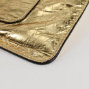 CHANEL Clutch Bag Leather Gold CC Auth 123083V-16