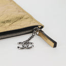 CHANEL Clutch Bag Leather Gold CC Auth 123083V-8