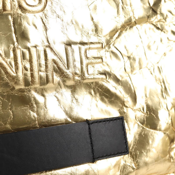 CHANEL Clutch Bag Leather Gold CC Auth 123083V