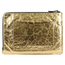 CHANEL Clutch Bag Leather Gold CC Auth 123083V-2