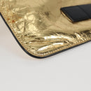 CHANEL Clutch Bag Leather Gold CC Auth 123083V-7