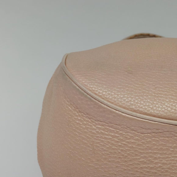 FENDI Celeria Shoulder Bag Leather Beige Silver Auth 123101