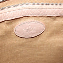 FENDI Celeria Shoulder Bag Leather Beige Silver Auth 123101-17