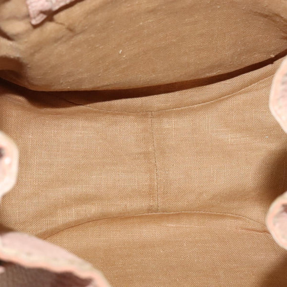 FENDI Celeria Shoulder Bag Leather Beige Silver Auth 123101