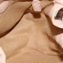 FENDI Celeria Shoulder Bag Leather Beige Silver Auth 123101-18