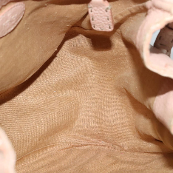 FENDI Celeria Shoulder Bag Leather Beige Silver Auth 123101