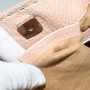 FENDI Celeria Shoulder Bag Leather Beige Silver Auth 123101-12