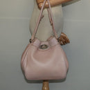 FENDI Celeria Shoulder Bag Leather Beige Silver Auth 123101-21