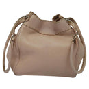 FENDI Celeria Shoulder Bag Leather Beige Silver Auth 123101-2