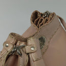 FENDI Celeria Shoulder Bag Leather Beige Silver Auth 123101-6