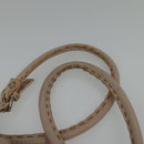 FENDI Celeria Shoulder Bag Leather Beige Silver Auth 123101-8