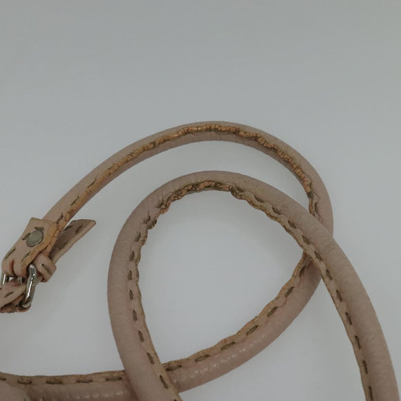 FENDI Celeria Shoulder Bag Leather Beige Silver Auth 123101