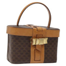 CELINE Macadam Canvas Vanity Bag PVC Leather Brown Gold Auth 123102-1