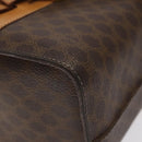 CELINE Macadam Canvas Vanity Bag PVC Leather Brown Gold Auth 123102-9