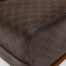 CELINE Macadam Canvas Vanity Bag PVC Leather Brown Gold Auth 123102-16