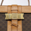 CELINE Macadam Canvas Vanity Bag PVC Leather Brown Gold Auth 123102-17