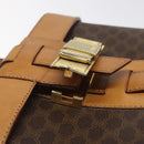 CELINE Macadam Canvas Vanity Bag PVC Leather Brown Gold Auth 123102-10