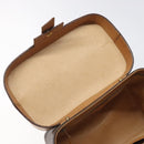 CELINE Macadam Canvas Vanity Bag PVC Leather Brown Gold Auth 123102-18