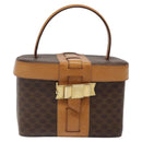 CELINE Macadam Canvas Vanity Bag PVC Leather Brown Gold Auth 123102-13