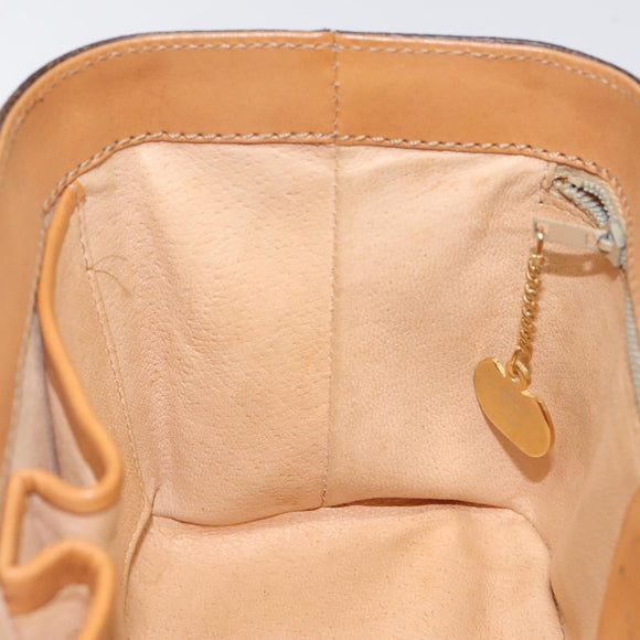 CELINE Macadam Canvas Vanity Bag PVC Leather Brown Gold Auth 123102