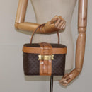 CELINE Macadam Canvas Vanity Bag PVC Leather Brown Gold Auth 123102-23