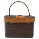 CELINE Macadam Canvas Vanity Bag PVC Leather Brown Gold Auth 123102-2