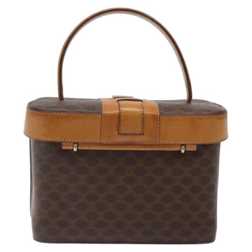 CELINE Macadam Canvas Vanity Bag PVC Leather Brown Gold Auth 123102 - 0