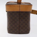 CELINE Macadam Canvas Vanity Bag PVC Leather Brown Gold Auth 123102-3