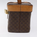 CELINE Macadam Canvas Vanity Bag PVC Leather Brown Gold Auth 123102-4