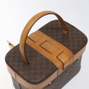 CELINE Macadam Canvas Vanity Bag PVC Leather Brown Gold Auth 123102-6