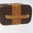 CELINE Macadam Canvas Vanity Bag PVC Leather Brown Gold Auth 123102-7