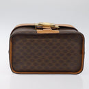 CELINE Macadam Canvas Vanity Bag PVC Leather Brown Gold Auth 123102-5