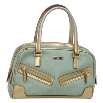 GUCCI GG Canvas Hand Bag Light Blue Gold 000 0352 Auth 123105