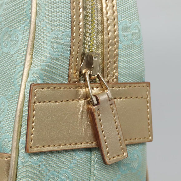 GUCCI GG Canvas Hand Bag Light Blue Gold 000 0352 Auth 123105