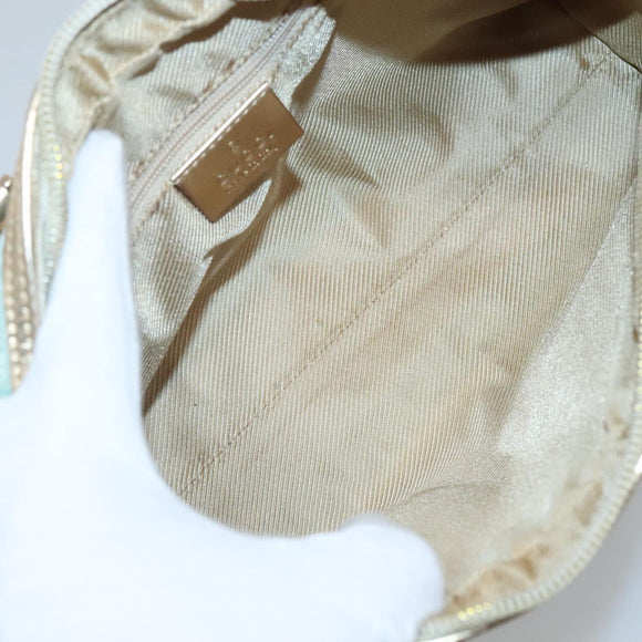 GUCCI GG Canvas Hand Bag Light Blue Gold 000 0352 Auth 123105