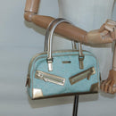 GUCCI GG Canvas Hand Bag Light Blue Gold 000 0352 Auth 123105-22