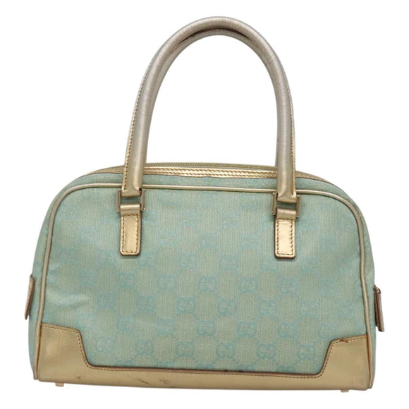 GUCCI GG Canvas Hand Bag Light Blue Gold 000 0352 Auth 123105