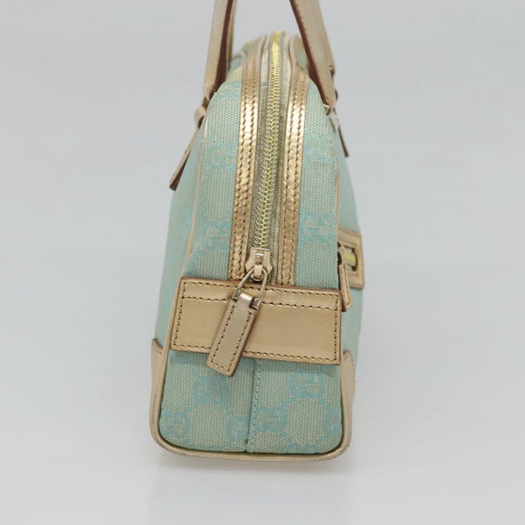 GUCCI GG Canvas Hand Bag Light Blue Gold 000 0352 Auth 123105