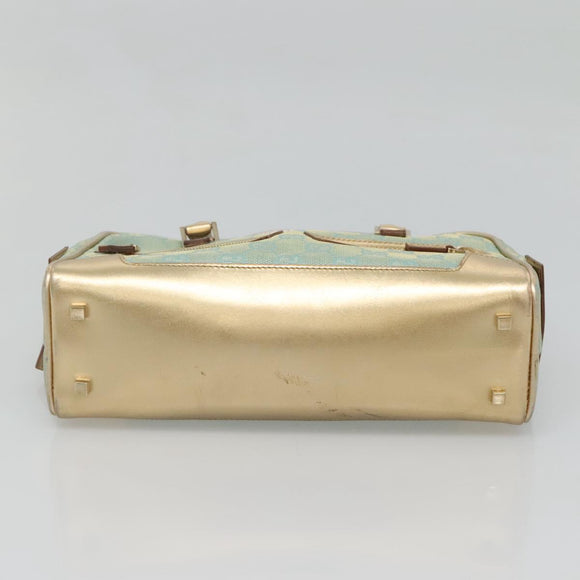 GUCCI GG Canvas Hand Bag Light Blue Gold 000 0352 Auth 123105