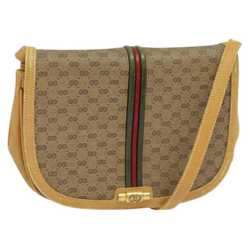 GUCCI Micro GG Supreme Web Sherry Line Shoulder Bag PVC Beige Gold Auth 123106