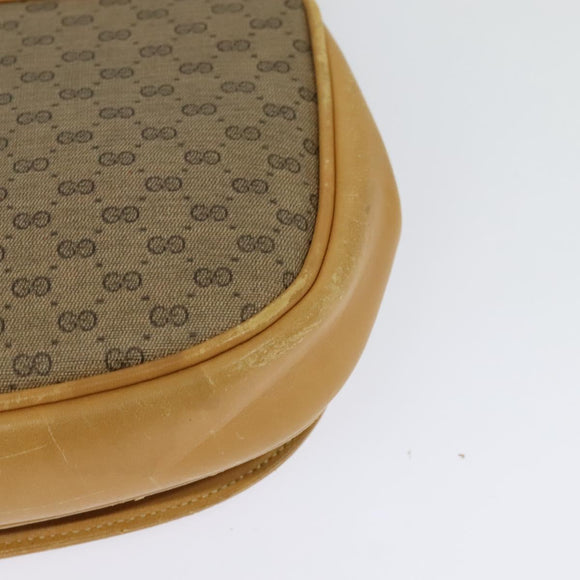 GUCCI Micro GG Supreme Web Sherry Line Shoulder Bag PVC Beige Gold Auth 123106