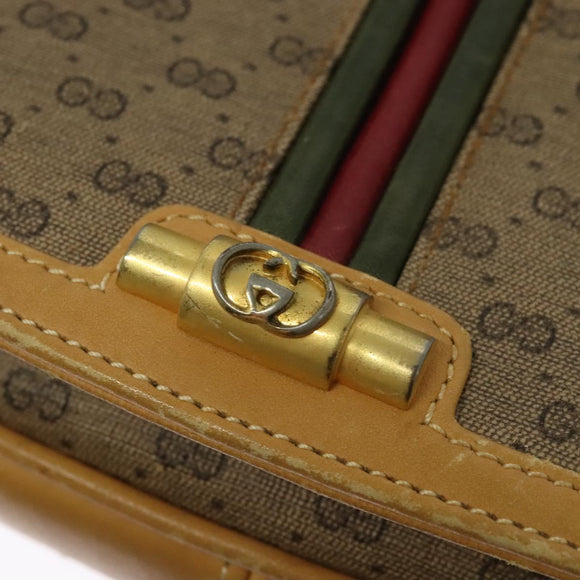 GUCCI Micro GG Supreme Web Sherry Line Shoulder Bag PVC Beige Gold Auth 123106