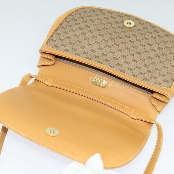 GUCCI Micro GG Supreme Web Sherry Line Shoulder Bag PVC Beige Gold Auth 123106