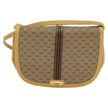 GUCCI Micro GG Supreme Web Sherry Line Shoulder Bag PVC Beige Gold Auth 123106 - 0