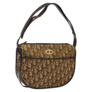 Christian Dior Trotter Canvas Shoulder Bag Brown Gold Auth 123107-1