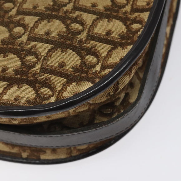 Christian Dior Trotter Canvas Shoulder Bag Brown Gold Auth 123107