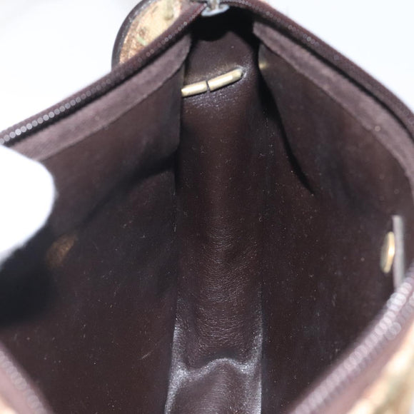 Christian Dior Trotter Canvas Shoulder Bag Brown Gold Auth 123107